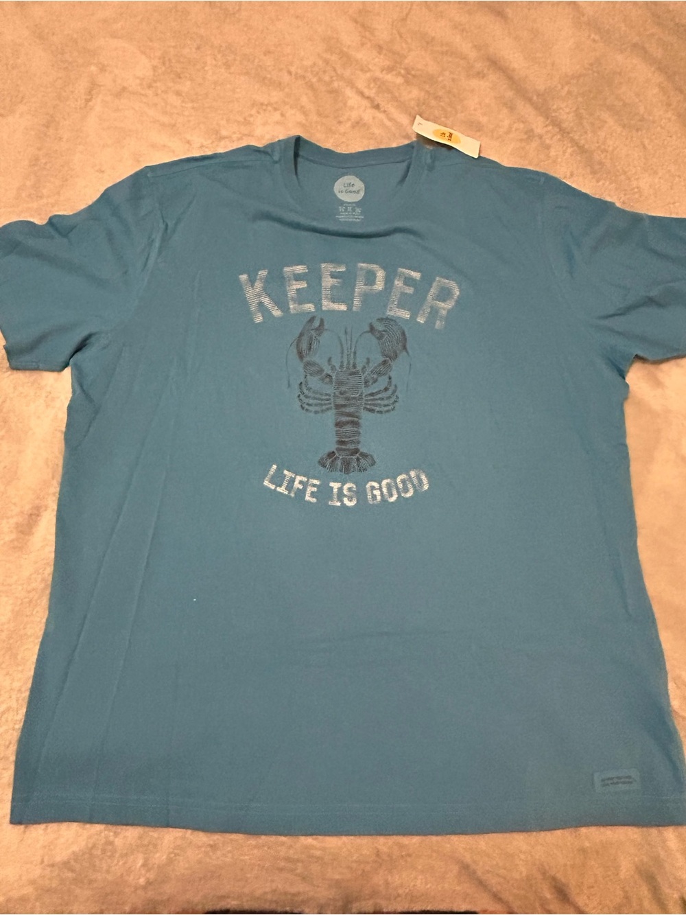 Life Is Good Men’s Teal 'Keeper' Lobster Short Sleeve Tee